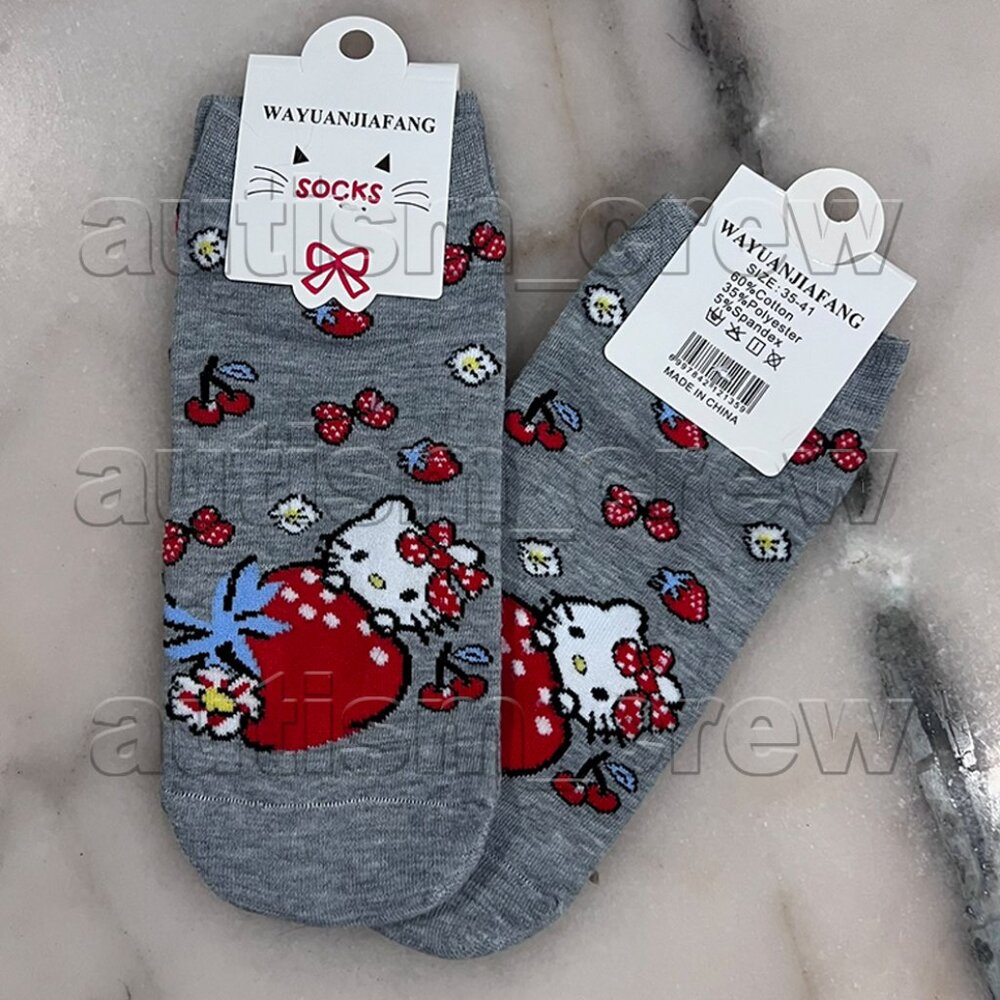 4/$12 💥🆕 Hello Kitty Grey Adult Themed Character No Show Socks | 4586